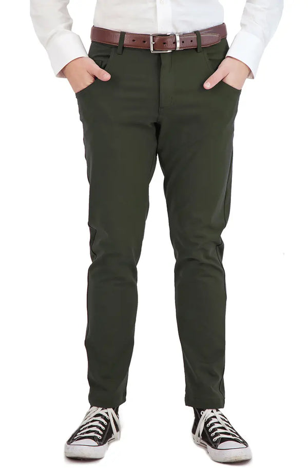 Levinas Olive Green Performance Tech Stretch Pants