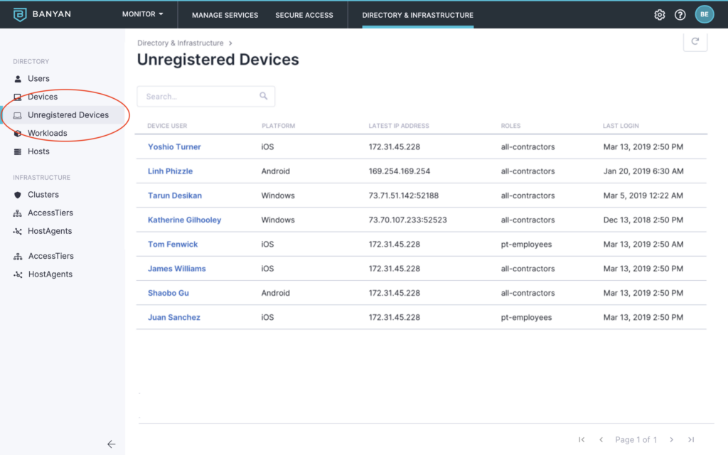 Unregistered Devices Directory image