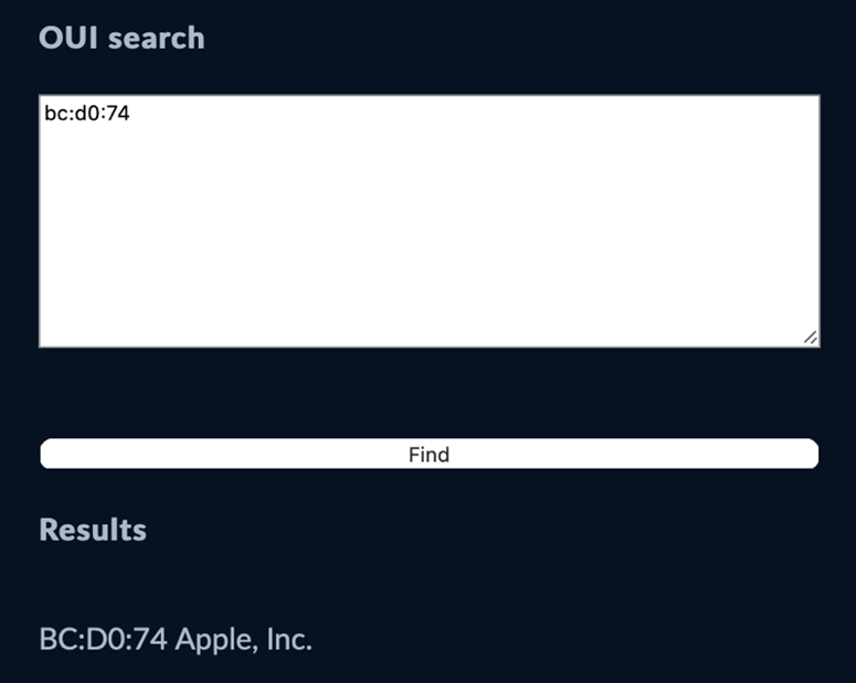 image of device trust mac address lookup